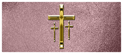 DNSEMP-L-517-GD-SH-OR Gold 3 Crosses Shimmer Orchid